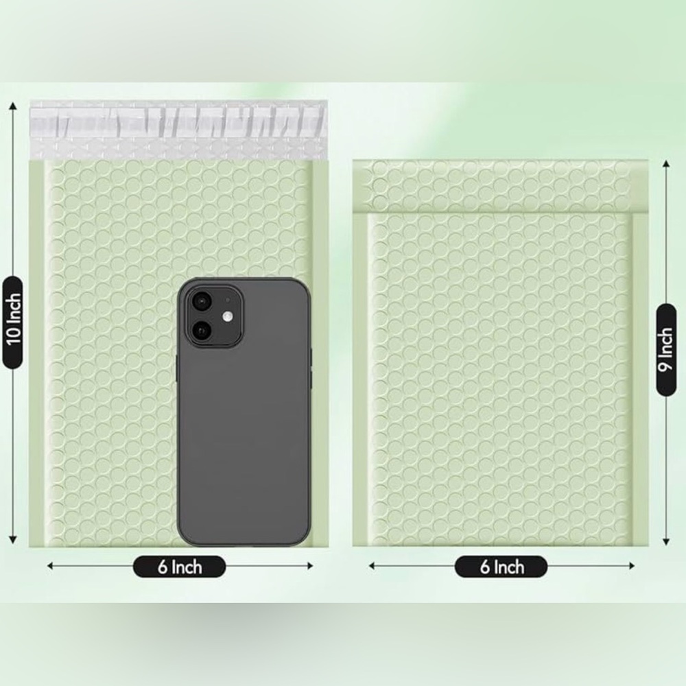 (20) Mint Green Bubble Mailers — 6x10 Inch • Waterproof & Padded